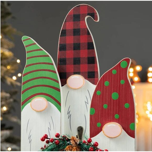 Glitzhome 18" H Wooden Welcome Christmas Gnome Family Table Decor - Picture 2 of 5